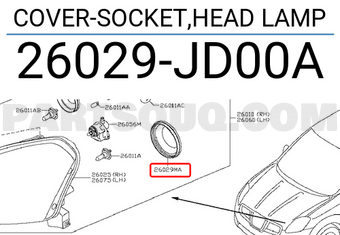 Nissan 26029JD00A COVER-SOCKET,HEAD LAMP