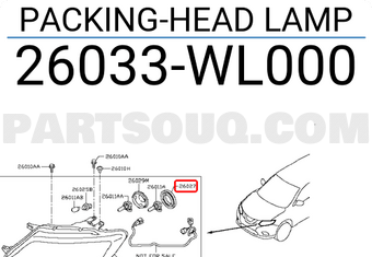 Nissan 26033WL000 PACKING-HEAD LAMP