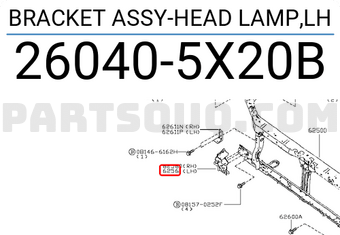 Nissan 260405X20B BRACKET ASSY-HEAD LAMP,LH