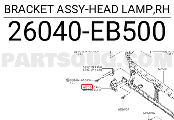 Nissan 26040EB500 BRACKET ASSY-HEAD LAMP,RH