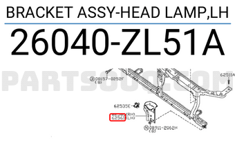 Nissan 26040ZL51A BRACKET ASSY-HEAD LAMP,LH