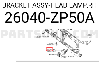 Nissan 26040ZP50A BRACKET ASSY-HEAD LAMP,RH