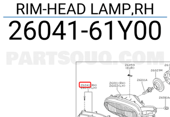 Nissan 2604161Y00 RIM-HEAD LAMP,RH