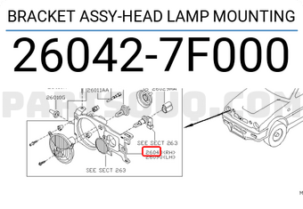 Nissan 260427F000 BRACKET ASSY-HEAD LAMP MOUNTING