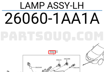 Nissan 260601AA1A LAMP ASSY-LH