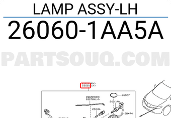 Nissan 260601AA5A LAMP ASSY-LH