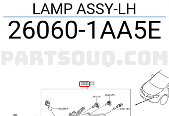 Nissan 260601AA5E LAMP ASSY-LH