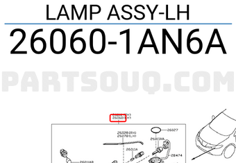 Nissan 260601AN6A LAMP ASSY-LH