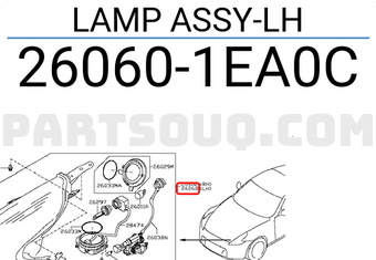 Nissan 260601EA0C LAMP ASSY-LH