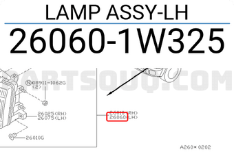 Nissan 260601W325 LAMP ASSY-LH