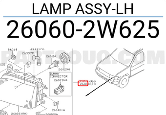 Nissan 260602W625 LAMP ASSY-LH