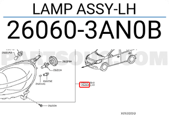 Nissan 260603AN0B LAMP ASSY-LH