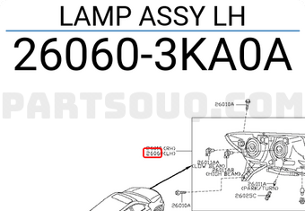 Nissan 260603KA0A LAMP ASSY LH