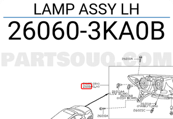 Nissan 260603KA0B LAMP ASSY LH