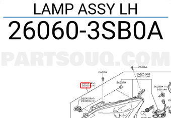 Nissan 260603SB0A LAMP ASSY LH