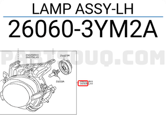 Nissan 260603YM2A LAMP ASSY-LH