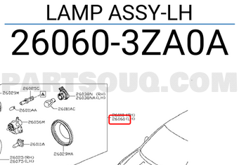 Nissan 260603ZA0A LAMP ASSY-LH