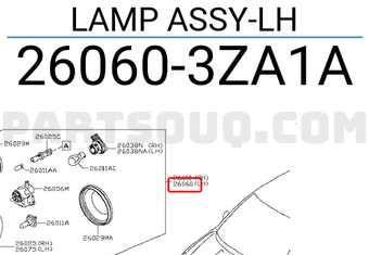 Nissan 260603ZA1A LAMP ASSY-LH