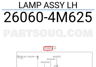 Nissan 260604M625 LAMP ASSY LH