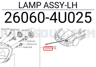 Nissan 260604U025 LAMP ASSY-LH