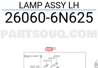 Nissan 260606N625 LAMP ASSY LH