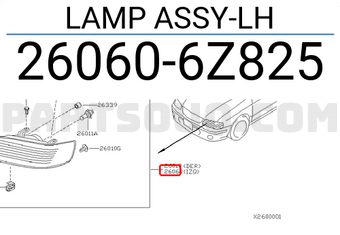 Nissan 260606Z825 LAMP ASSY-LH