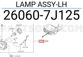 Nissan 260607J125 LAMP ASSY-LH