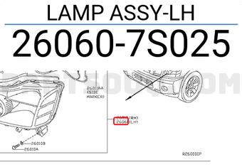 Nissan 260607S025 LAMP ASSY-LH