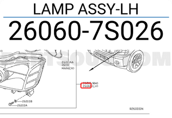 Nissan 260607S026 LAMP ASSY-LH