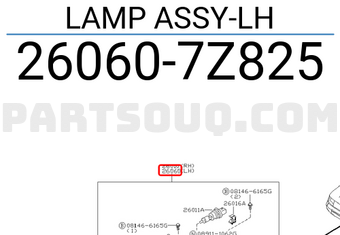 Nissan 260607Z825 LAMP ASSY-LH