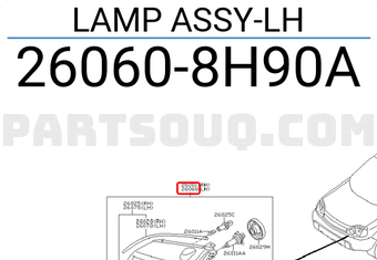 Nissan 260608H90A LAMP ASSY-LH