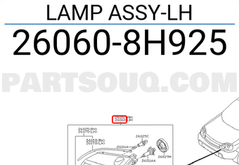 Nissan 260608H925 LAMP ASSY-LH
