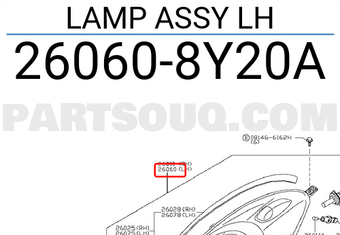 Nissan 260608Y20A LAMP ASSY LH