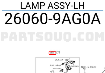 Nissan 260609AG0A LAMP ASSY-LH