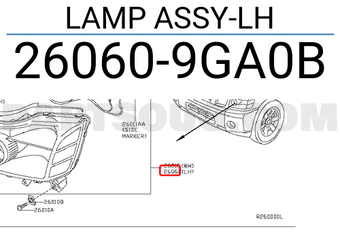 Nissan 260609GA0B LAMP ASSY-LH