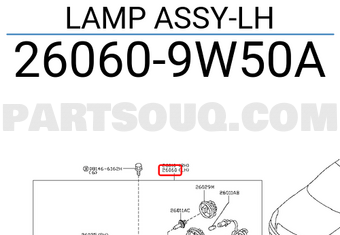 Nissan 260609W50A LAMP ASSY-LH