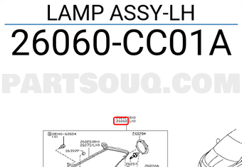 Nissan 26060CC01A LAMP ASSY-LH