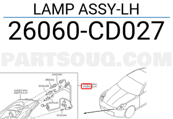 Nissan 26060CD027 LAMP ASSY-LH