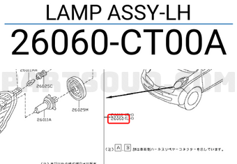 Nissan 26060CT00A LAMP ASSY-LH