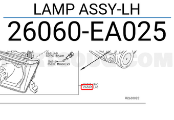 Nissan 26060EA025 LAMP ASSY-LH