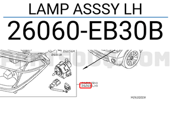 Nissan 26060EB30B LAMP ASSSY LH