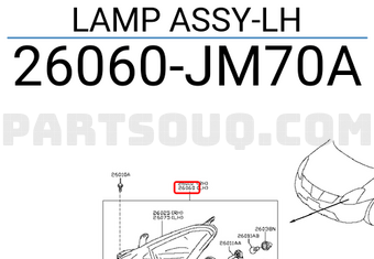Nissan 26060JM70A LAMP ASSY-LH