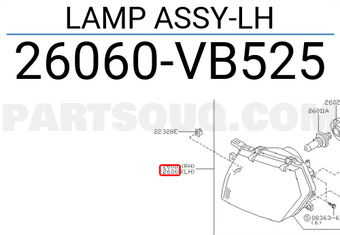 Nissan 26060VB525 LAMP ASSY-LH