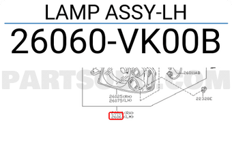 Nissan 26060VK00B LAMP ASSY-LH
