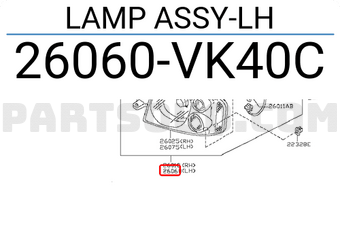 Nissan 26060VK40C LAMP ASSY-LH