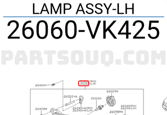 Nissan 26060VK425 LAMP ASSY-LH