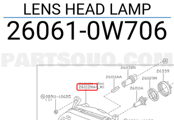 Nissan 260610W706 LENS HEAD LAMP