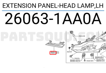 Nissan 260631AA0A EXTENSION PANEL-HEAD LAMP,LH
