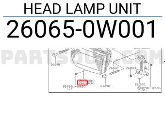 Nissan 260650W001 HEAD LAMP UNIT