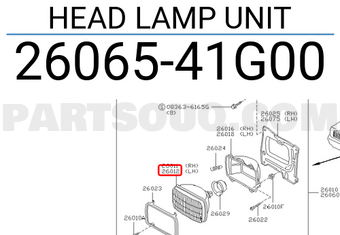 Nissan 2606541G00 HEAD LAMP UNIT